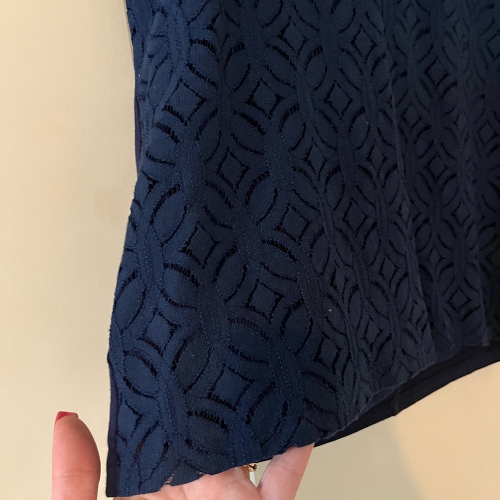 Market & Spruce Rich Navy Blouse, Sheer Short Sleeve Women’s Size Small - Picture 6 of 15